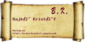 Bajkó Kristóf névjegykártya