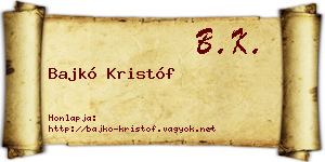 Bajkó Kristóf névjegykártya